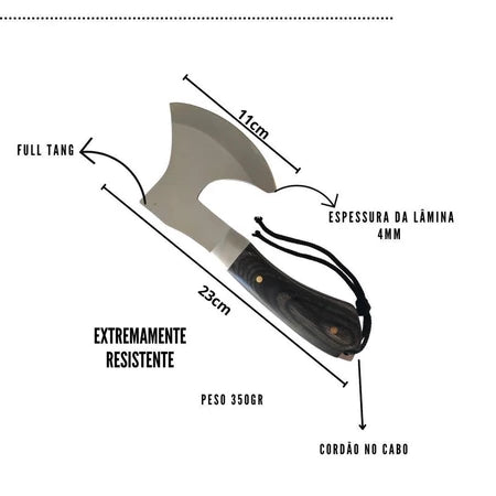 Machado Machadinha Full Tang Aço Inox Com Bainha Machadinho Full Tang Machado Militar