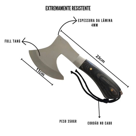 Machado Machadinha Full Tang Aço Inox Com Bainha Machadinho Full Tang Machado Militar