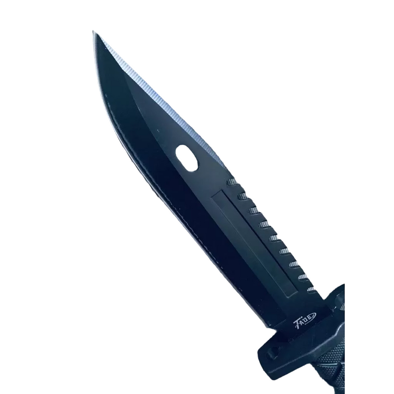 Faca Bowie Bushcraft Afiadus™ Faca Preto Caça Pesca Sobrevivência Aço inoxidável Afiada Cabo Abs Taue YKD13