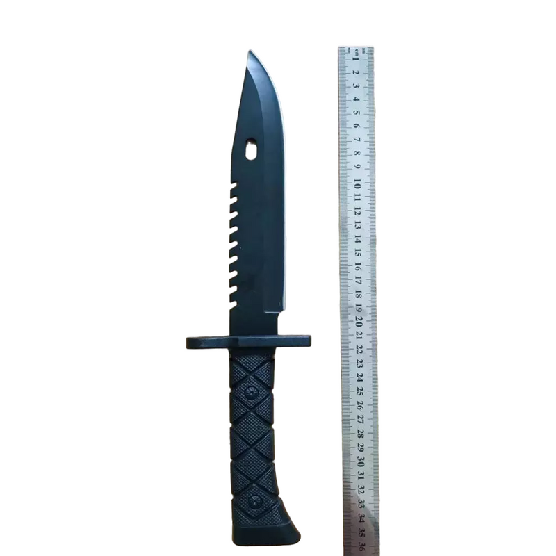 Faca Bowie Bushcraft Afiadus™ Faca Preto Caça Pesca Sobrevivência Aço inoxidável Afiada Cabo Abs Taue YKD13