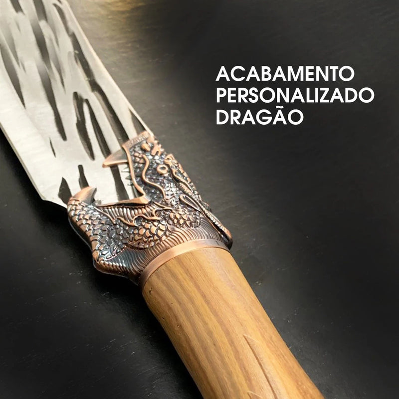 Faca Rústica Dragão Picanheira Aço Inox Churras Cabo King  Faca Dragão™