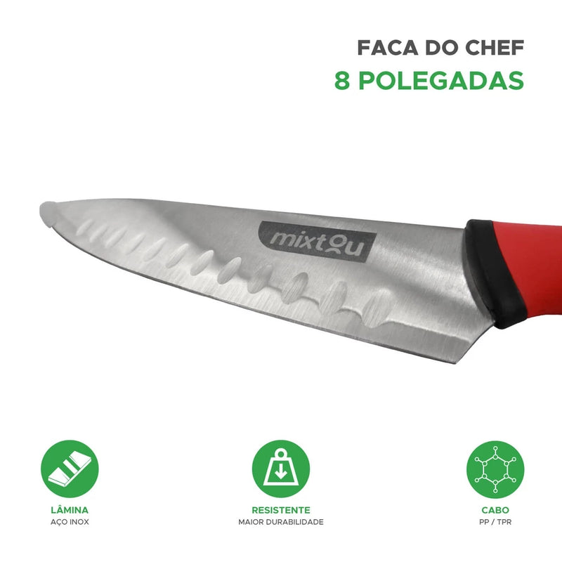 Faca Santoku Do Chef 8" Premium Aço Inox - Churrasco / Sushi